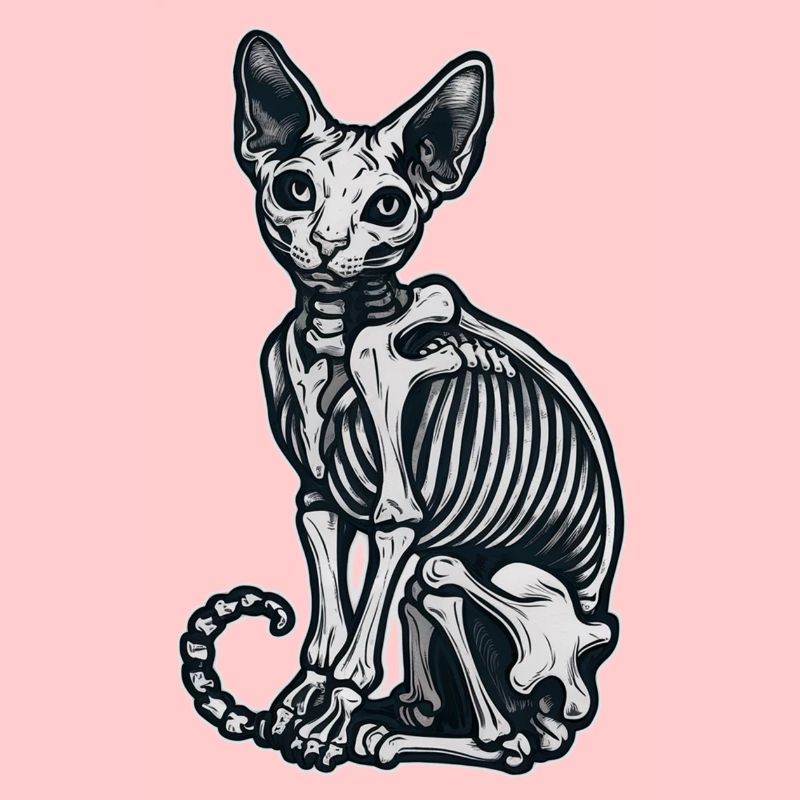 Cat Sphinx Skeleton Tattoo