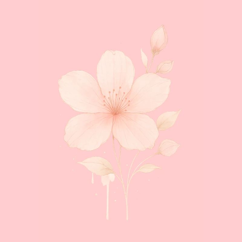 Pfirsich Rosé Blüten Wasserfarbe