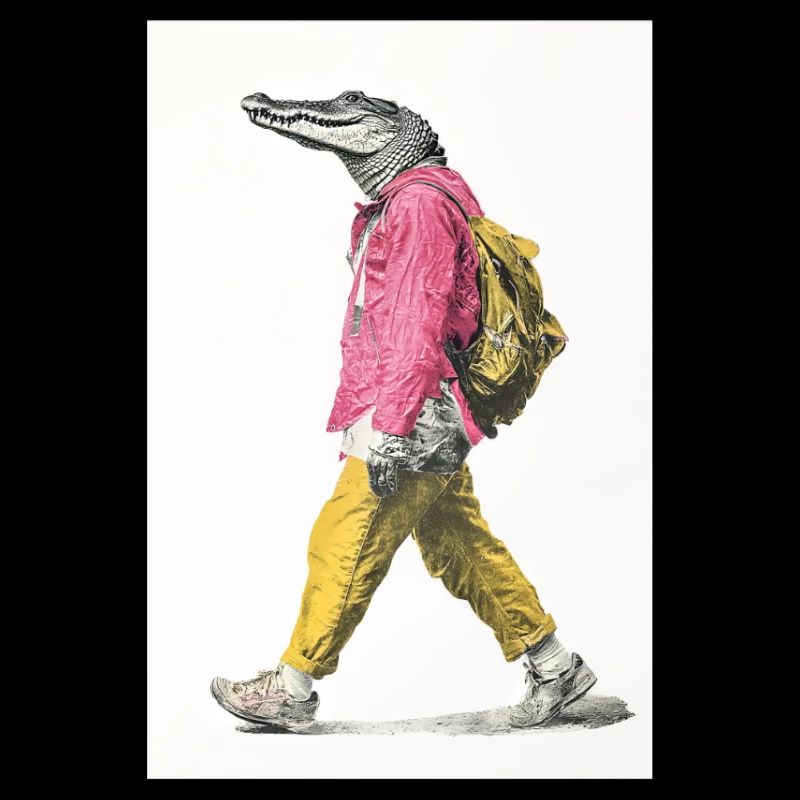 Street style alligator with backpack