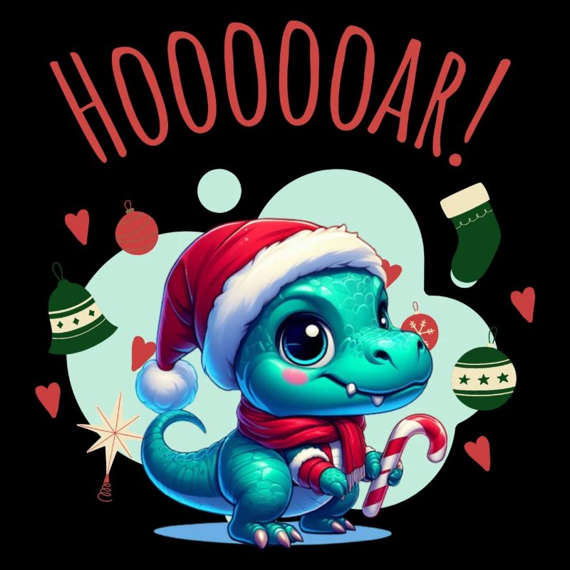 T-rex bébé de noel design pour pull moche