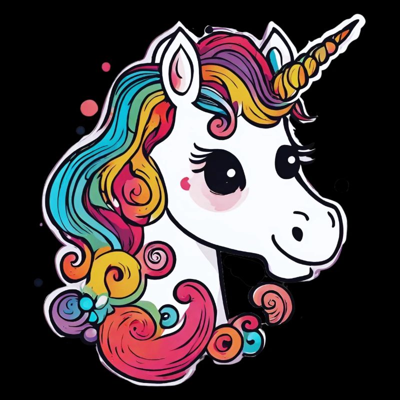 Freundliches buntes Einhorn mit Regenbogenmähne