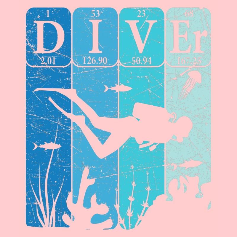 Scuba Diver Tableau périodique Éléments Retro