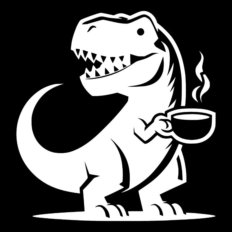 Caffeine Dinosaur T-Rex with Coffee Cup