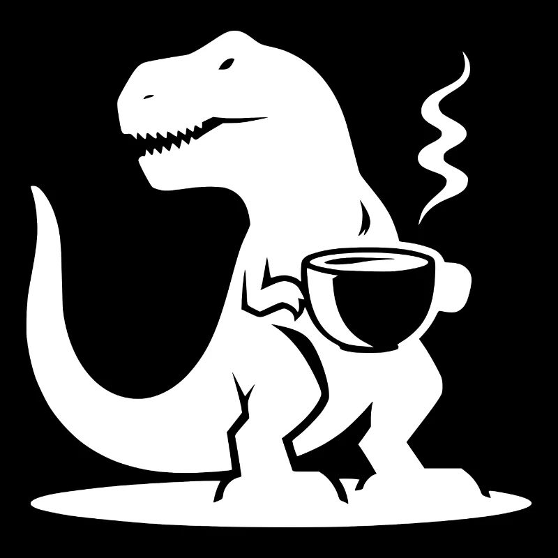 T-Rex with Coffee Cup Evil Caffeine Dinosaur