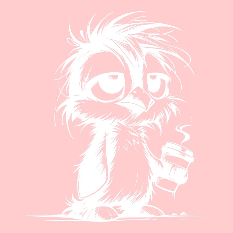 Pingouin vraiment fatigué pas reposé avec du café