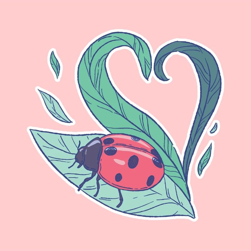 Cute ladybug on leaf