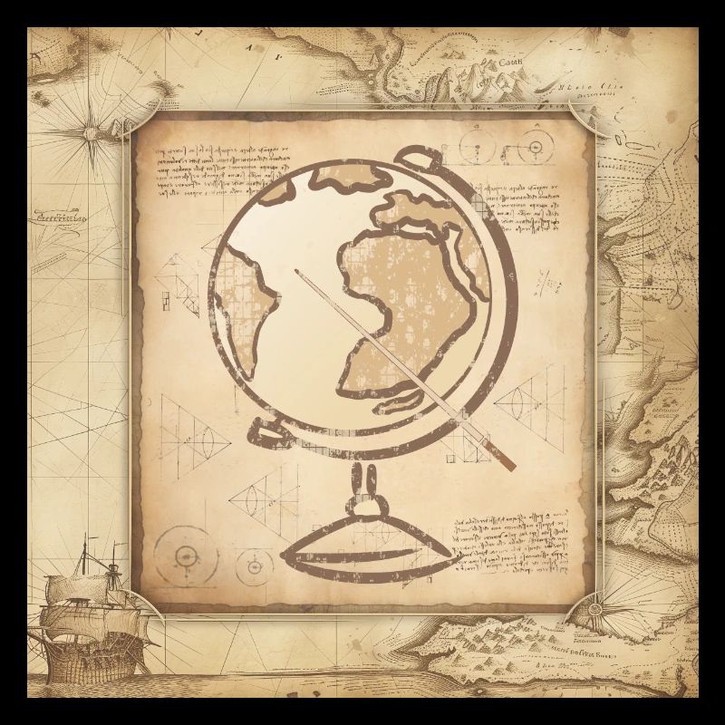 Geography - Globe & Pointer / Old World Map