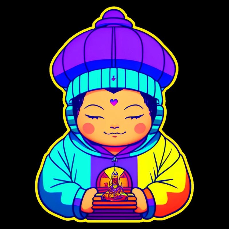 Mignon petit enfant Bouddha coloré avec sweat à capuche