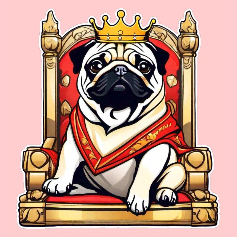 Carlin royal mignon avec couronne et trône