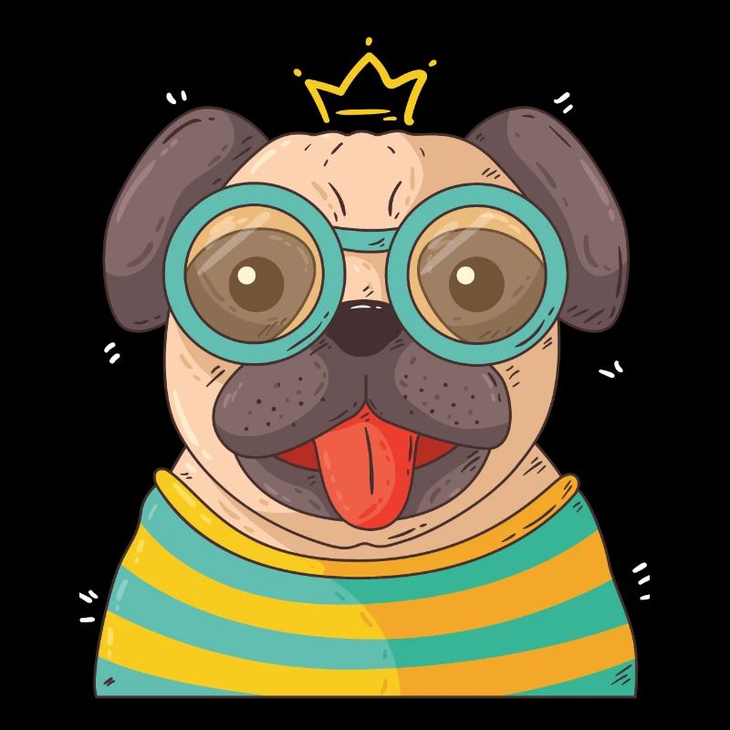 Kleiner stylischer Mops / Hund mit Brille