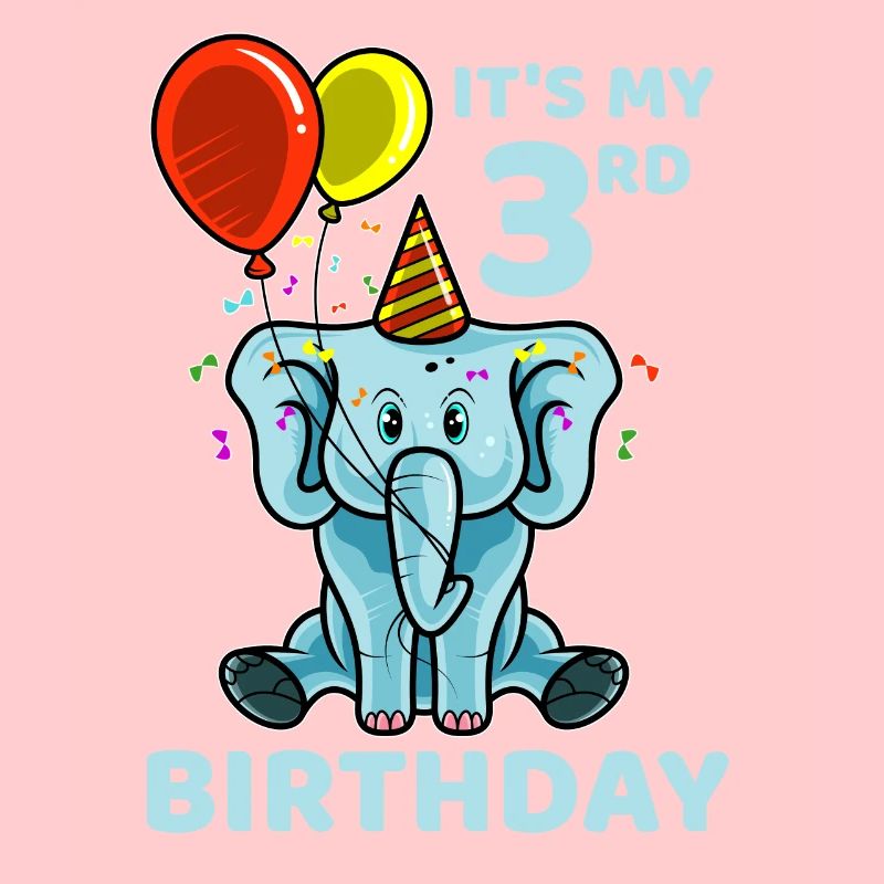 Cute 3rd Third Birthday Elephant