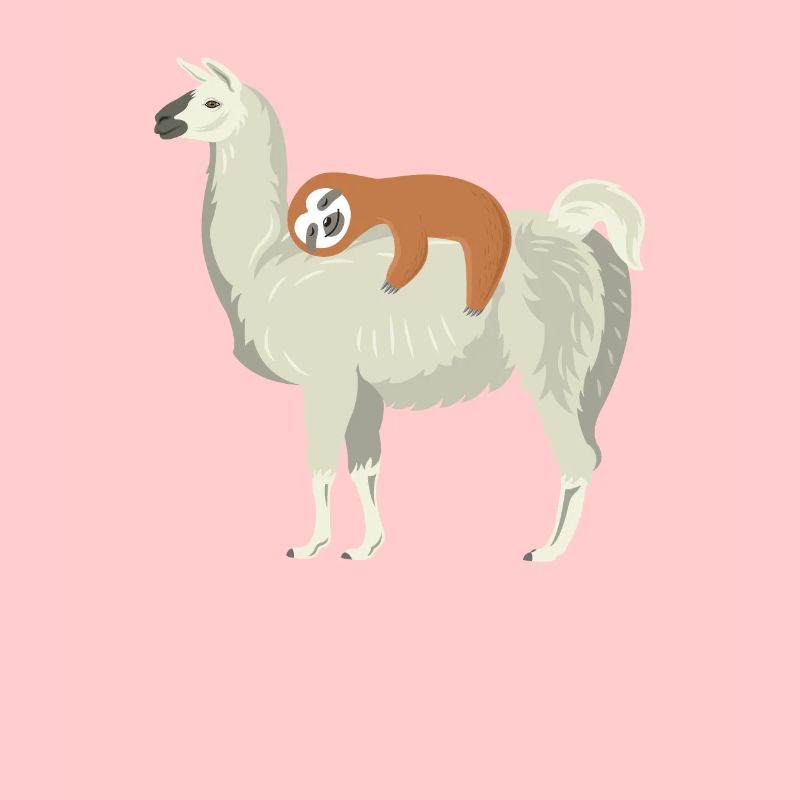 Cute & Funny Sloth Sleeping on Llama