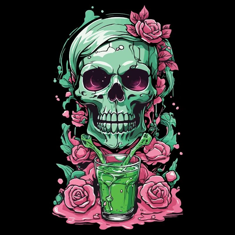 Gothique Weirdcore Roses crâne occulte Dia de Muertos