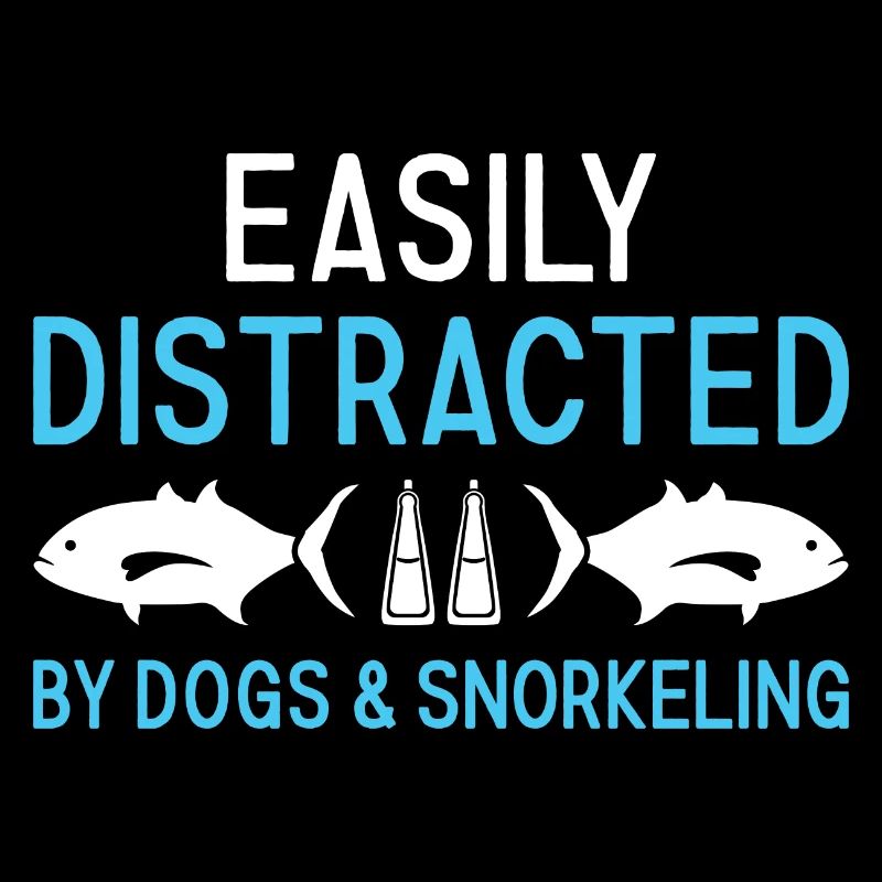 Snorkeler Facilement Distrait Par Les Chiens Et La Plongée En Apnée