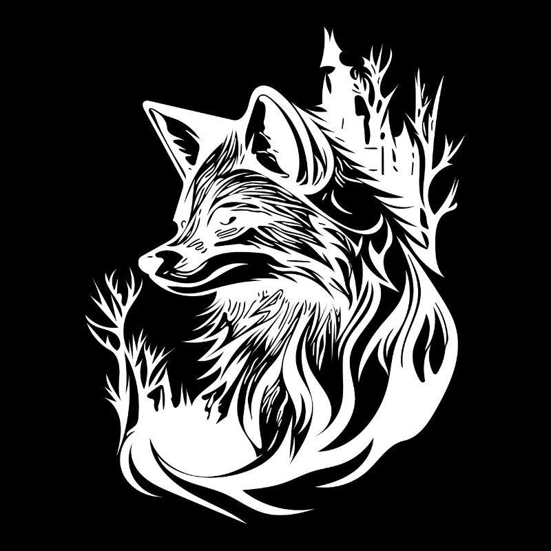 Style de tatouage assez mignon Renard dans la forêt