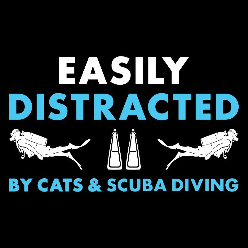 Plongeur distrait par les chats et la plongée sous-marine