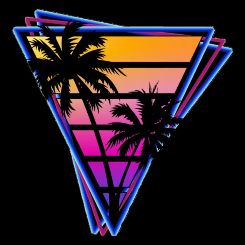 Retro Wave Palms Vaporwave Synthwave Logo