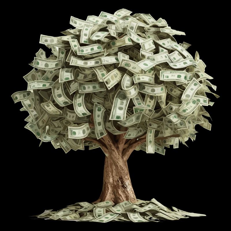 Pengar Träd Rikedom Pengar Träd Pengar räkningar