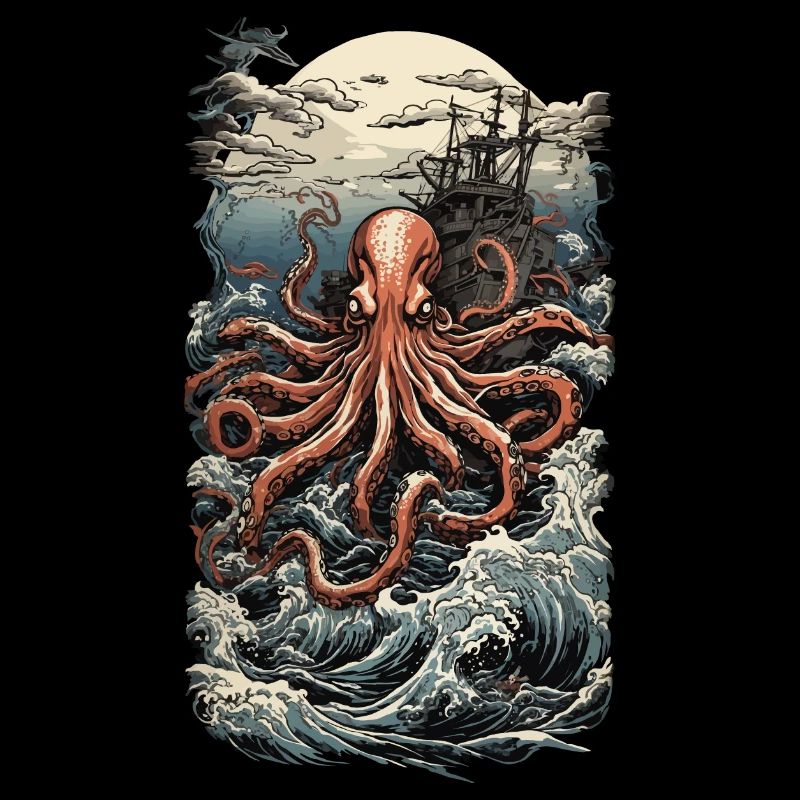 Ukiyo-E Japan Art Style Ästhetischer Kraken