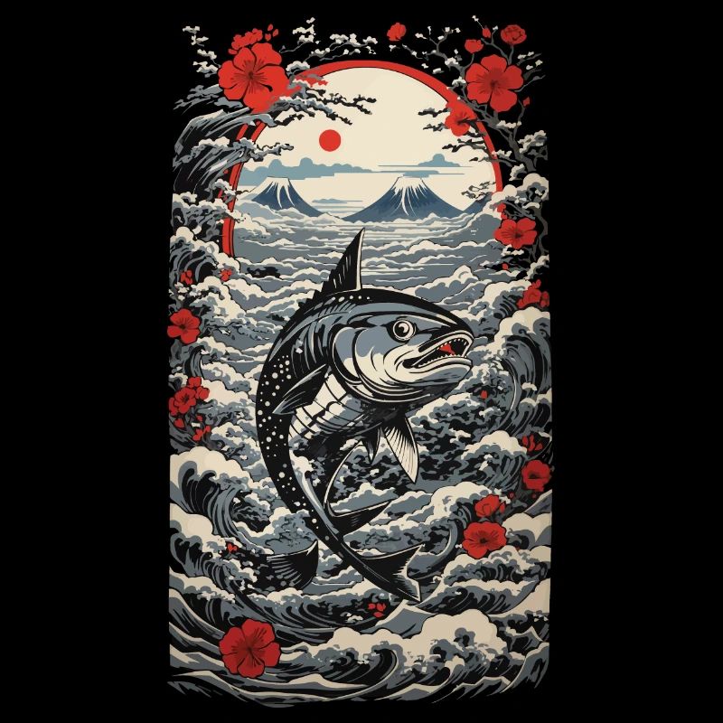 Ukiyo-E Thon Japonais Fleur De Cerisier Design