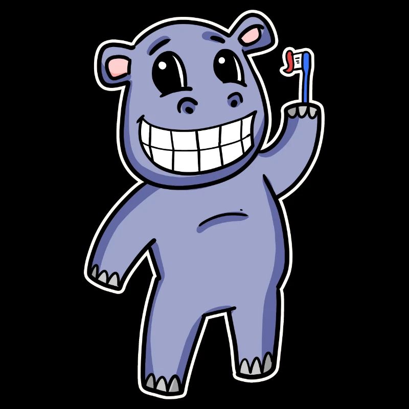 Hippopotame avec brosse à dents