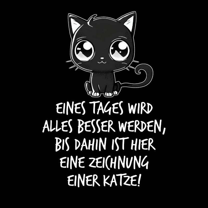 Schwarze Katze Spruch Kinder Comic Katzen Fan