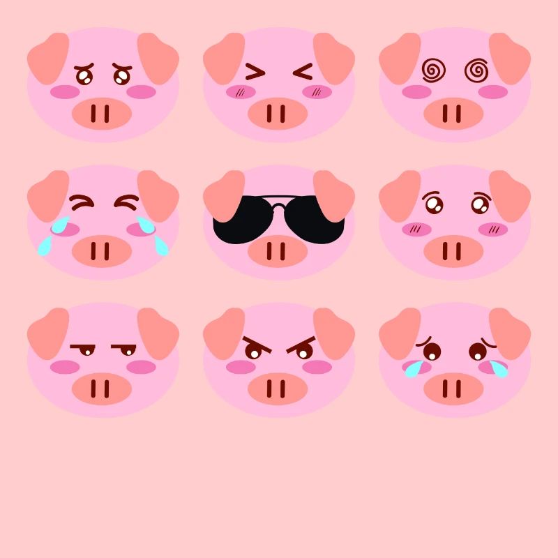 Cool Cochon Rose Humeur Différente Visages De