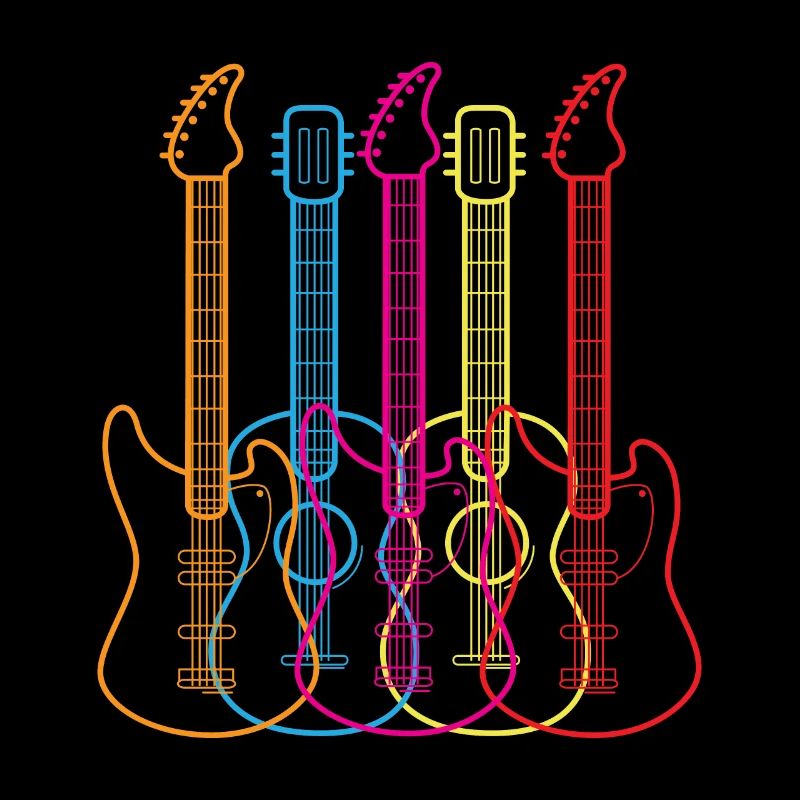 vintage Colored Guitars Music Lover Funny Gift
