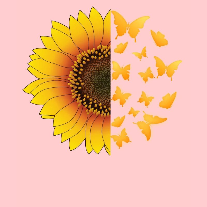 Half Butterfly Half Sunflower Nature Lover