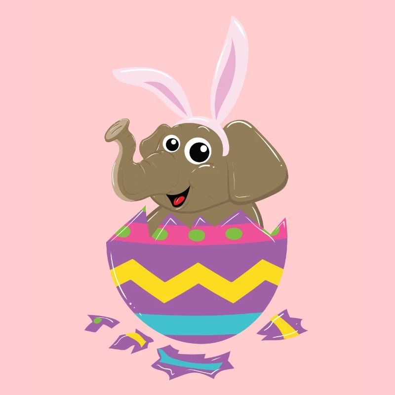 Éléphant de Pâques - Oeuf mignon éclosant le lapin de Pâques