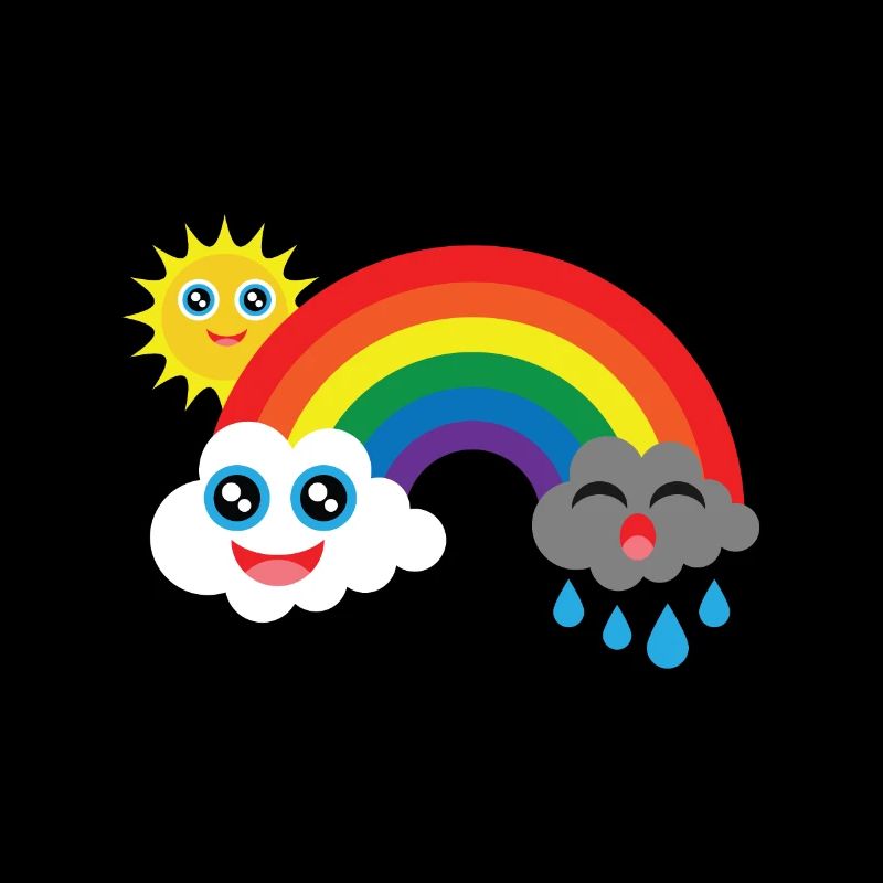 Les nuages rient et pleurent avec le soleil dans l’arc-en-ciel