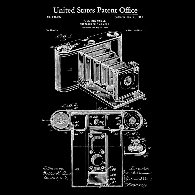Folding Photographic Camera 1902 Patent Print Shir
