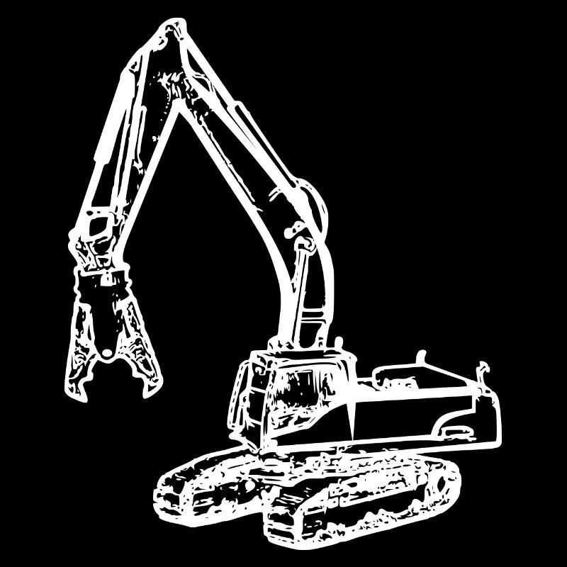 Bagger Abrissbagger Greifer Zange weiß