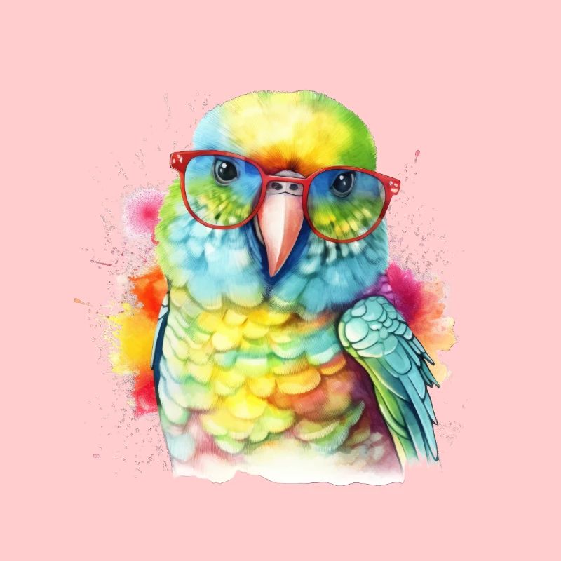 Colorful cool parrot with glasses