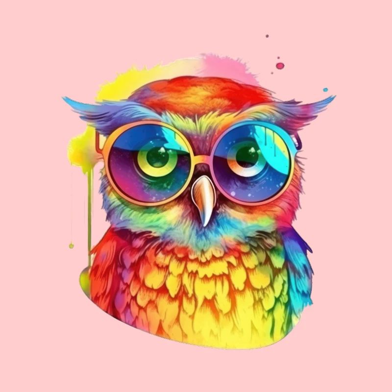 Bunte coole Eule mit Sonnenbrille