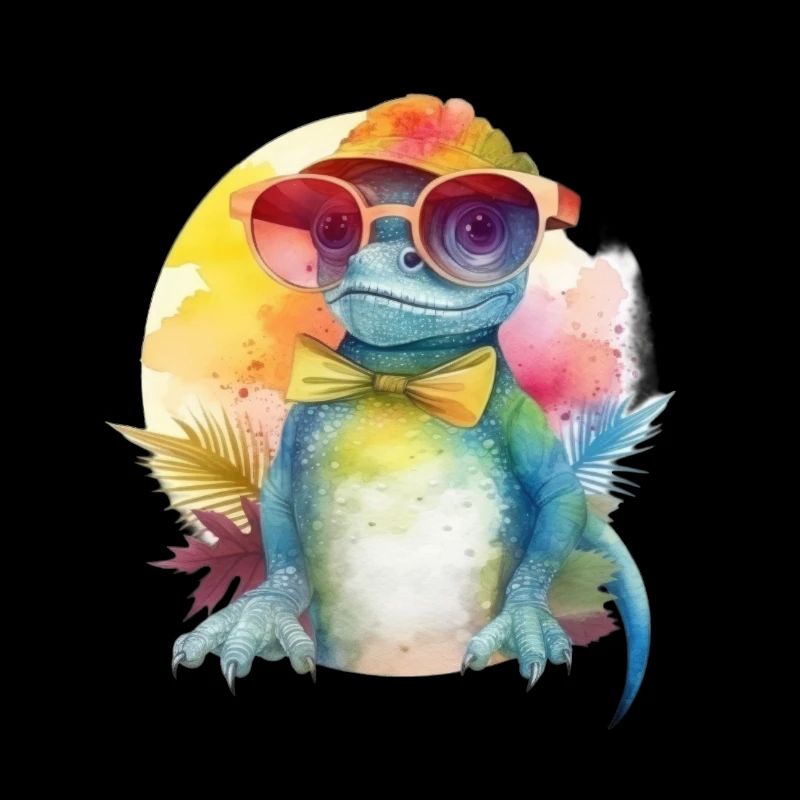 Colorful cool lizard dragon with sunglasses