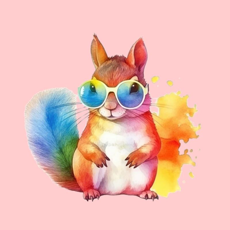 Buntes cooles Eichhörnchen mit Sonnenbrille