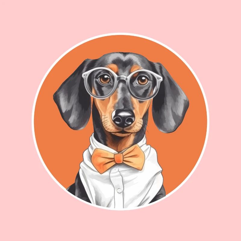 Mignon teckel avec lunettes et nœud papillon