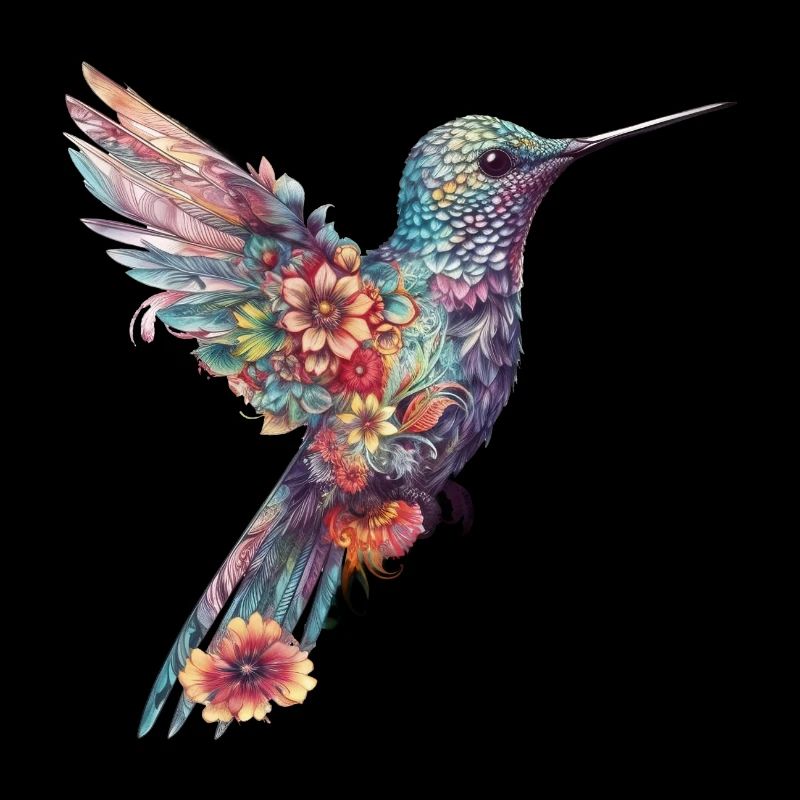 Mignon colibri avec des fleurs