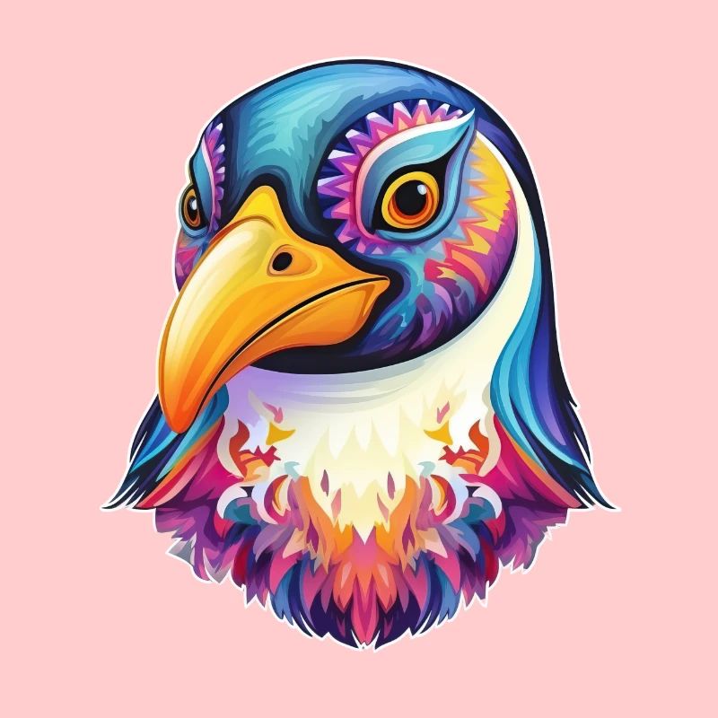Cooler Pinguin Vogel Gesicht Bunt
