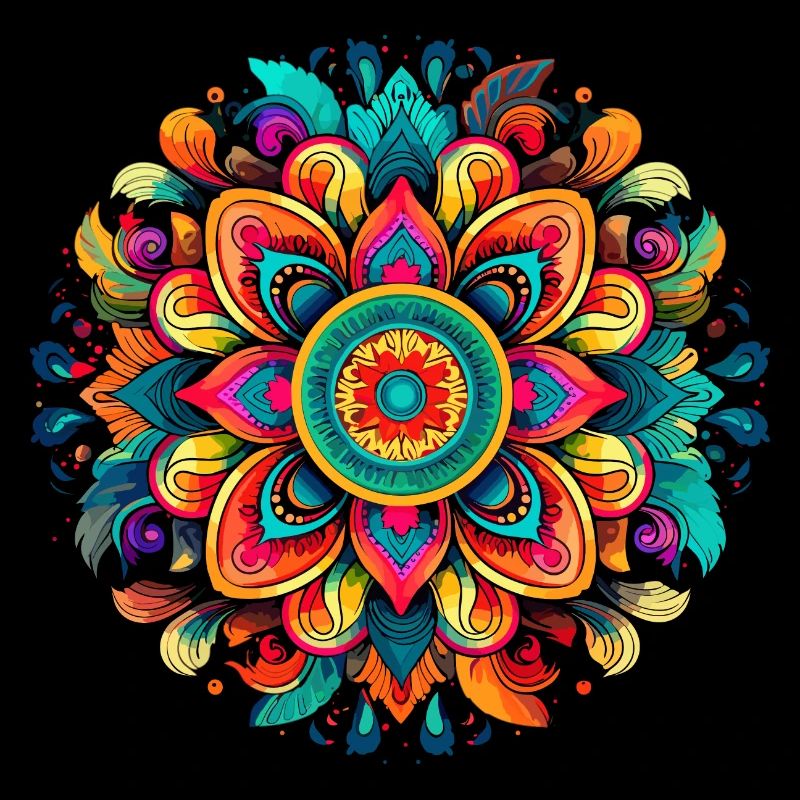 Buntes Mandala Lebendiges Blumenmuster