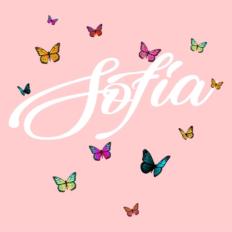 SOFIA - Mädchen Name mit bunten Schmetterlingen