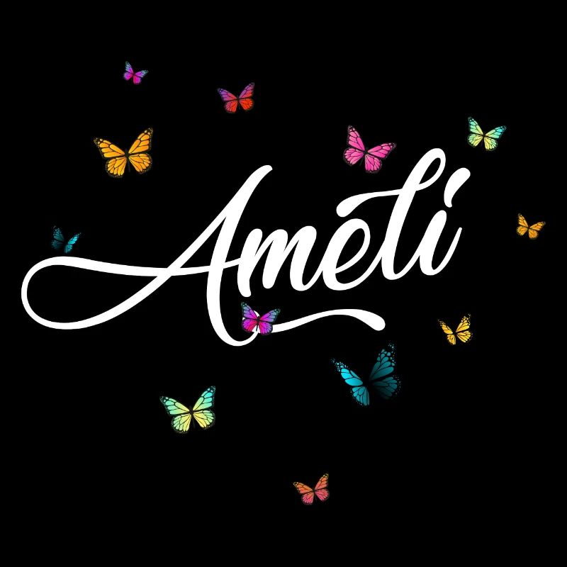 AMELI - Mädchen Name mit bunten Schmetterlingen