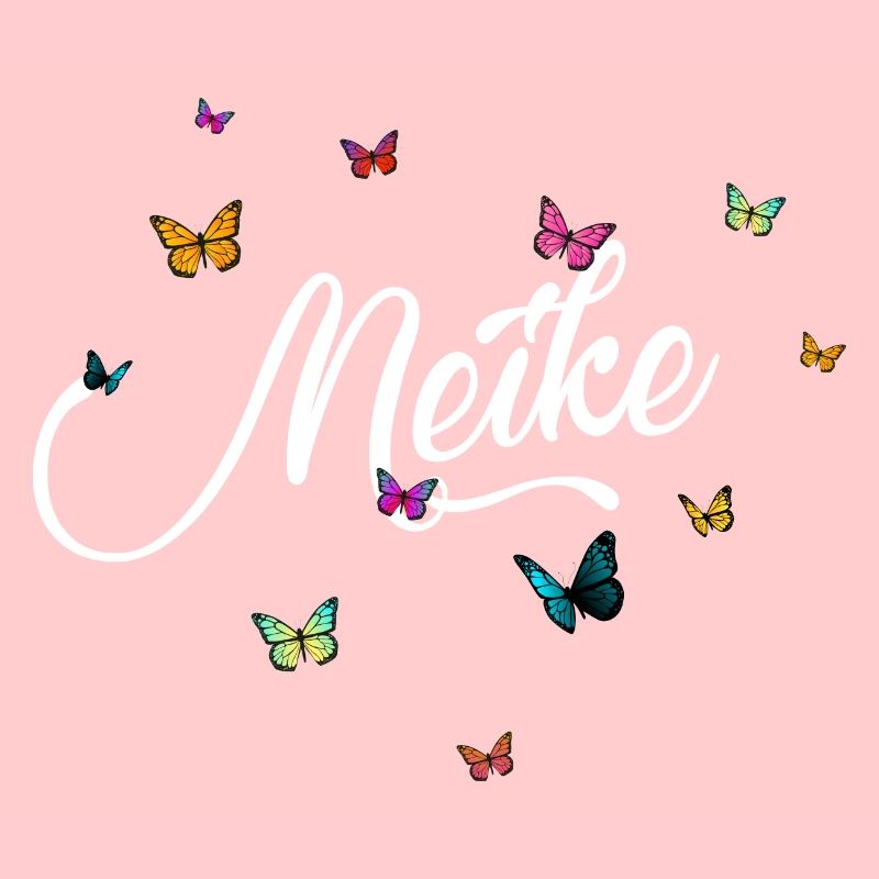 MEIKE - Mädchen Name mit bunten Schmetterlingen