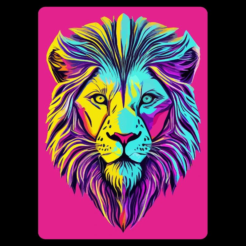 Funky and Psychedelic Lion's Face