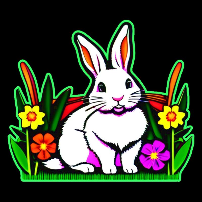 Lapin coloré avec des fleurs