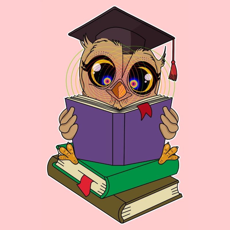 Lese Eule mit Büchern