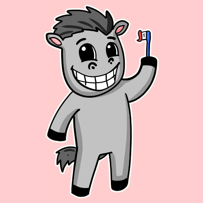 Cheval avec brosse à dents