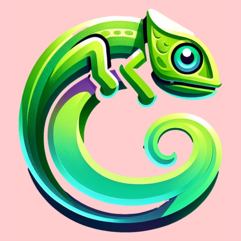 Caméléon coloré avec queue incurvée