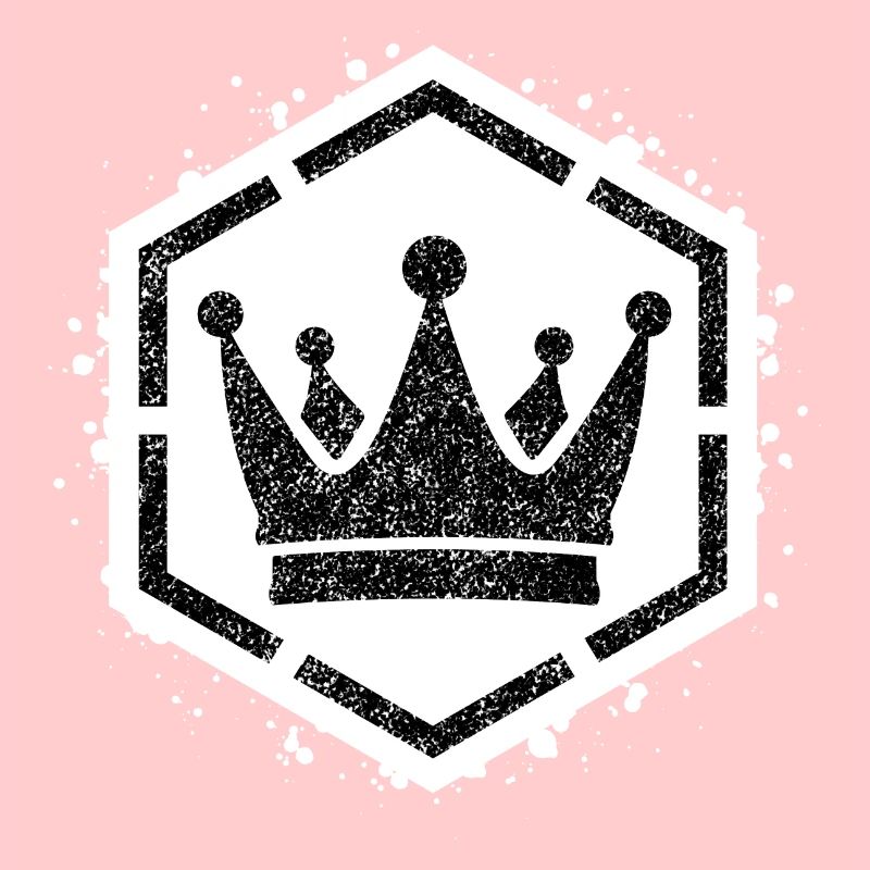 Sponge stencil Crown inside octagon